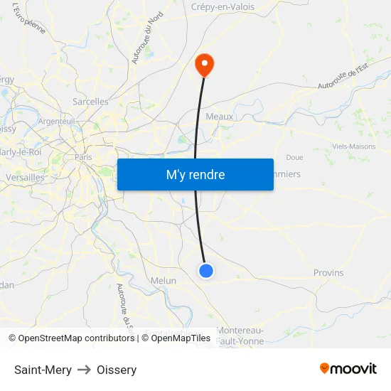 Saint-Mery to Oissery map