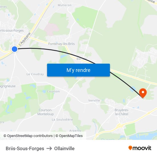 Briis-Sous-Forges to Ollainville map