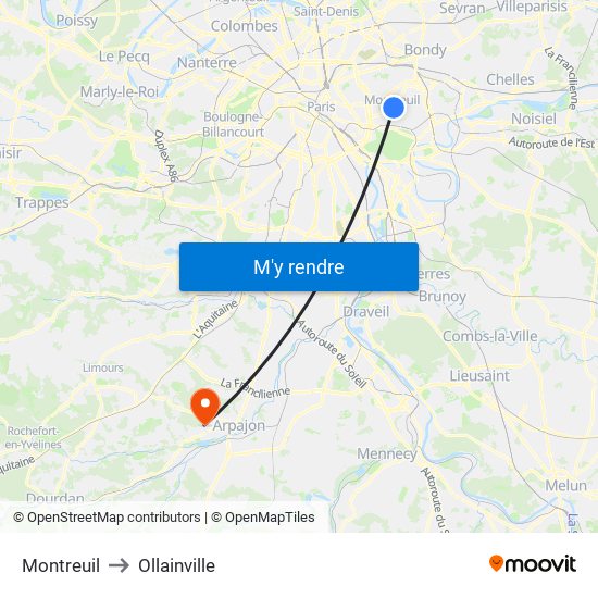 Montreuil to Ollainville map