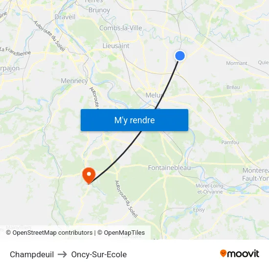 Champdeuil to Oncy-Sur-Ecole map