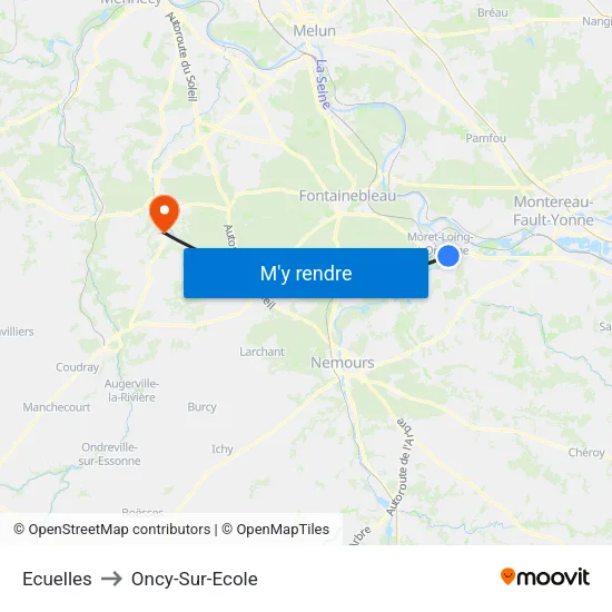 Ecuelles to Oncy-Sur-Ecole map