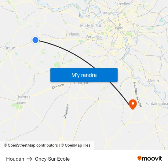 Houdan to Oncy-Sur-Ecole map