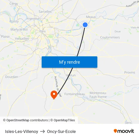 Isles-Les-Villenoy to Oncy-Sur-Ecole map
