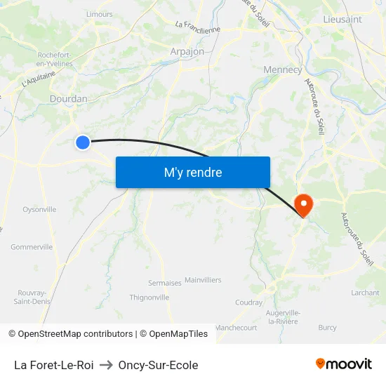 La Foret-Le-Roi to Oncy-Sur-Ecole map