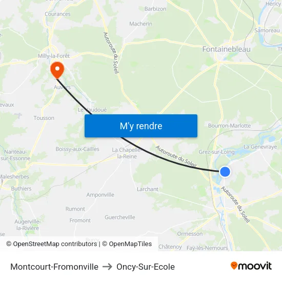 Montcourt-Fromonville to Oncy-Sur-Ecole map