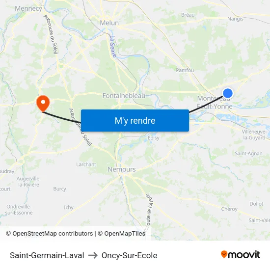 Saint-Germain-Laval to Oncy-Sur-Ecole map
