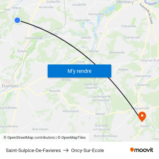 Saint-Sulpice-De-Favieres to Oncy-Sur-Ecole map