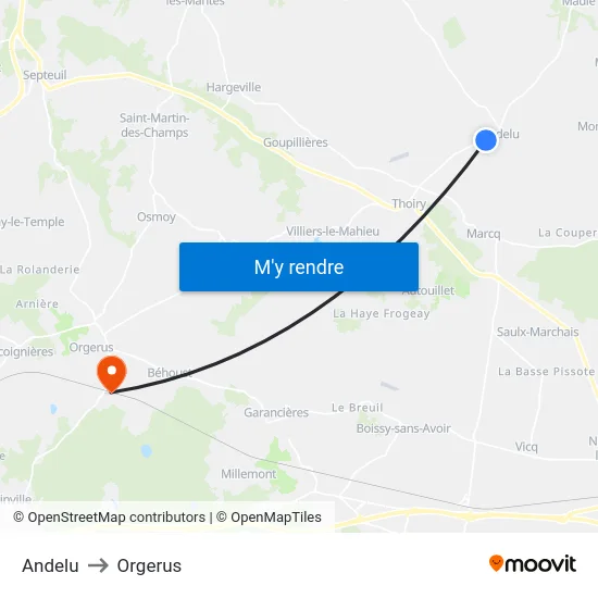 Andelu to Orgerus map