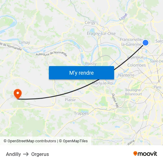 Andilly to Orgerus map
