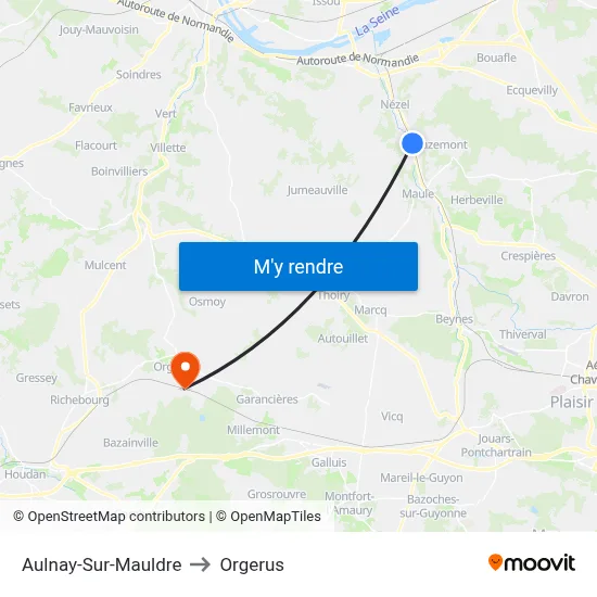 Aulnay-Sur-Mauldre to Orgerus map