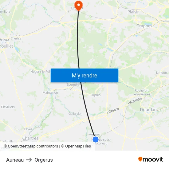 Auneau to Orgerus map
