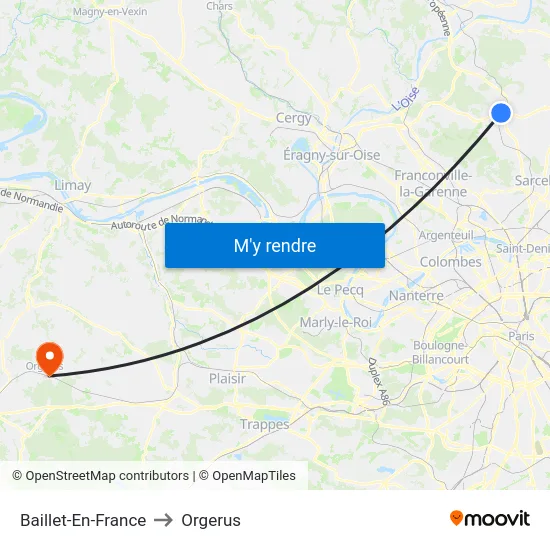 Baillet-En-France to Orgerus map