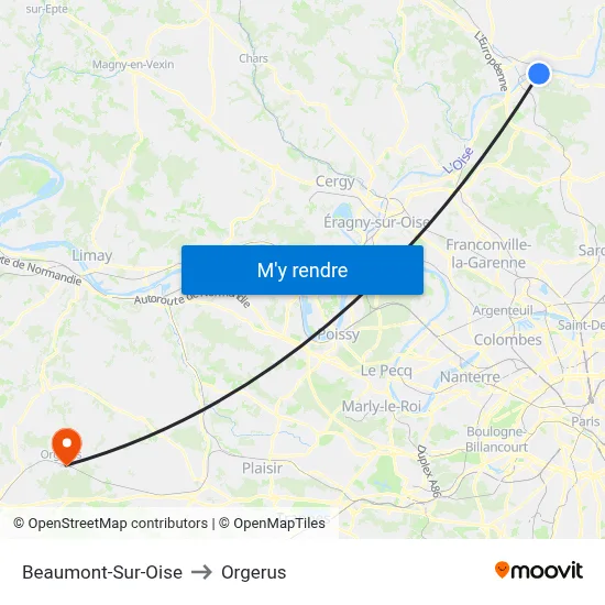 Beaumont-Sur-Oise to Orgerus map