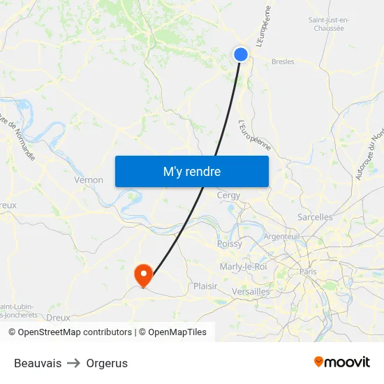 Beauvais to Orgerus map