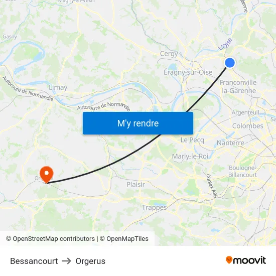 Bessancourt to Orgerus map