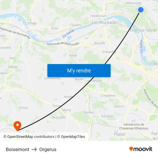 Boisemont to Orgerus map