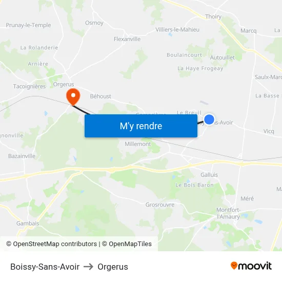 Boissy-Sans-Avoir to Orgerus map