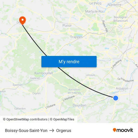 Boissy-Sous-Saint-Yon to Orgerus map