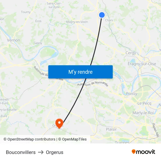 Bouconvillers to Orgerus map