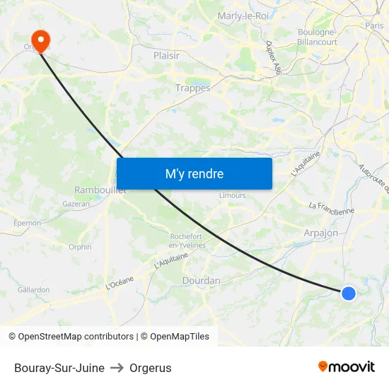 Bouray-Sur-Juine to Orgerus map