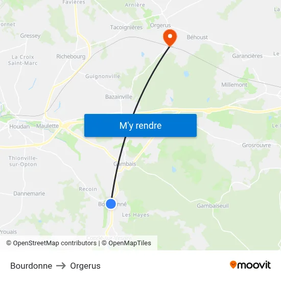 Bourdonne to Orgerus map