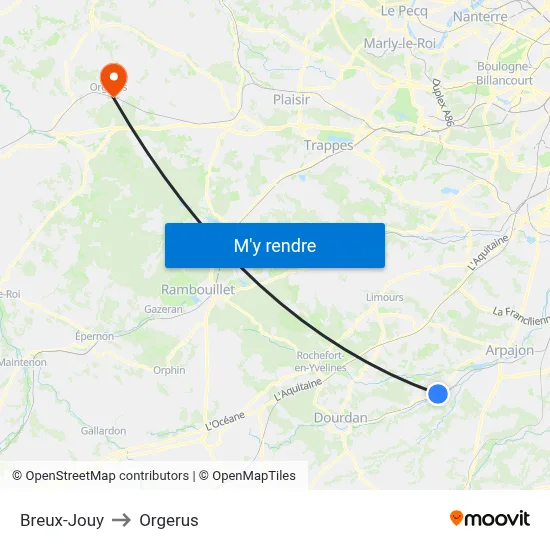 Breux-Jouy to Orgerus map