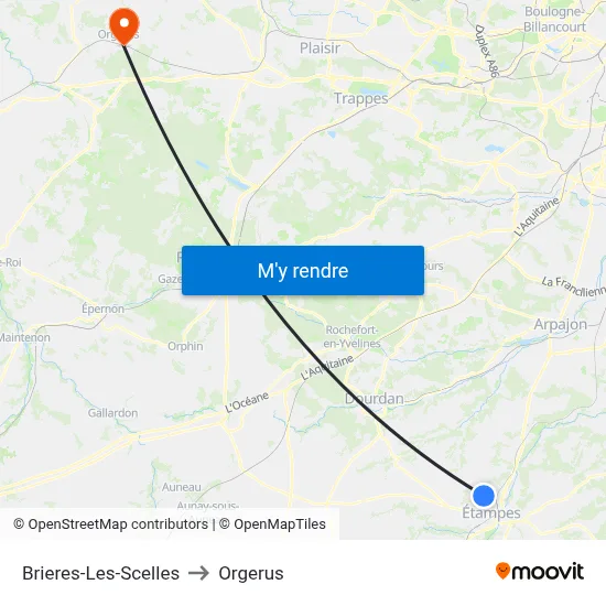Brieres-Les-Scelles to Orgerus map