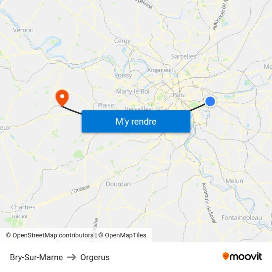 Bry-Sur-Marne to Orgerus map