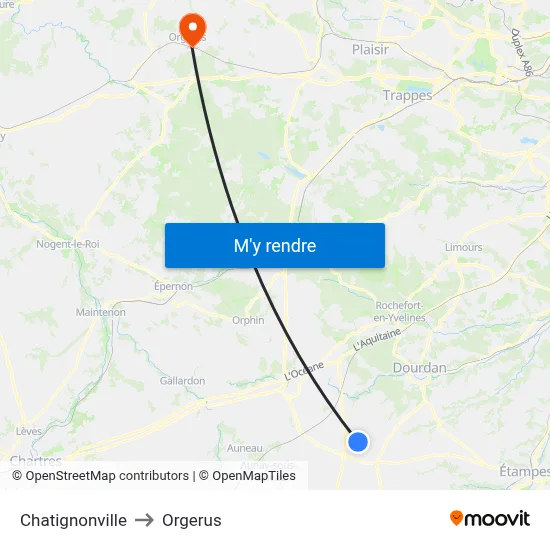 Chatignonville to Orgerus map