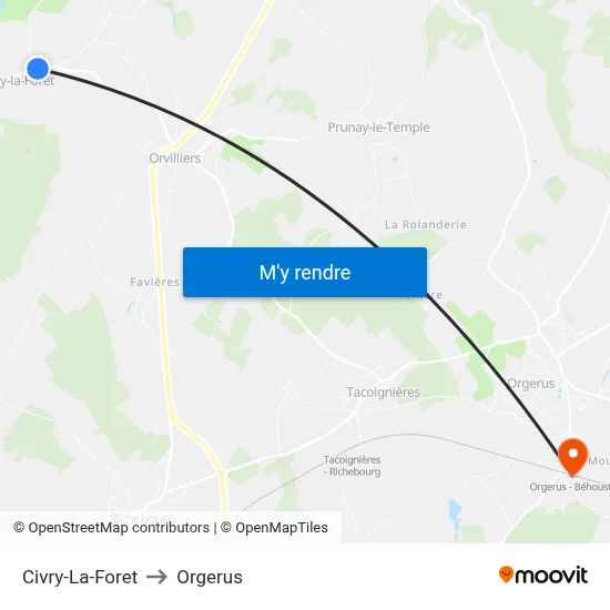Civry-La-Foret to Orgerus map