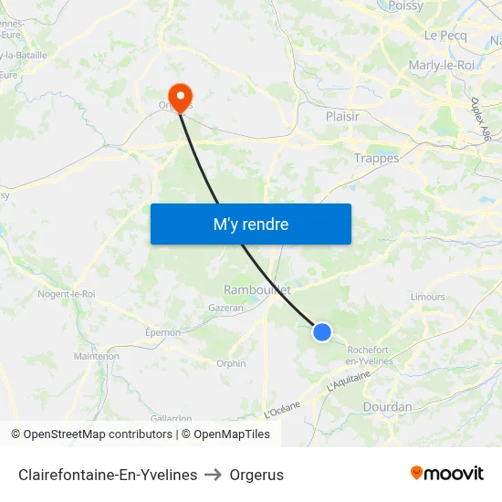 Clairefontaine-En-Yvelines to Orgerus map