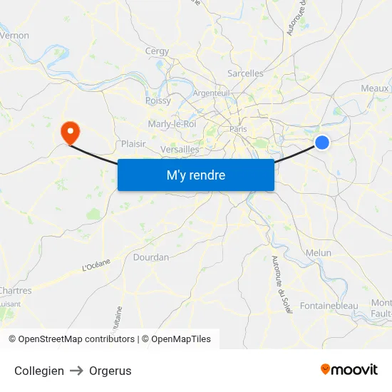 Collegien to Orgerus map