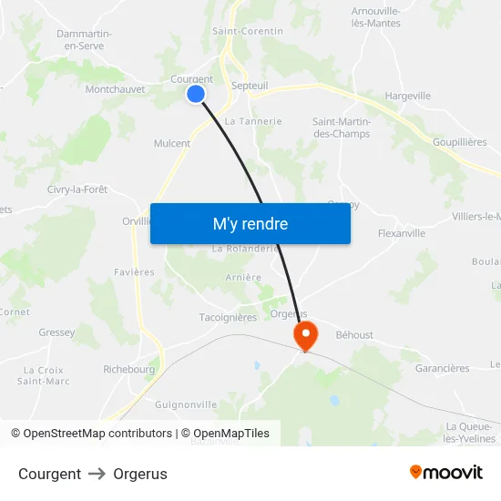 Courgent to Orgerus map