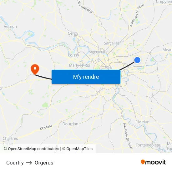 Courtry to Orgerus map