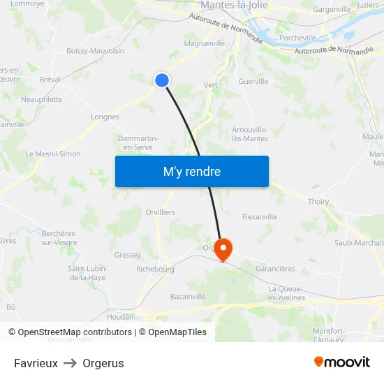 Favrieux to Orgerus map