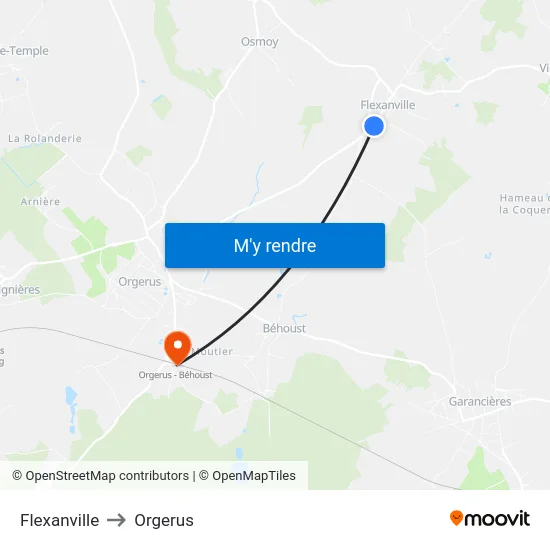 Flexanville to Orgerus map