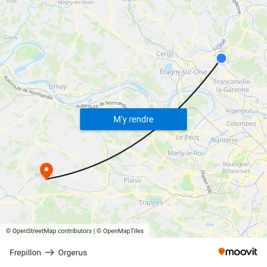 Frepillon to Orgerus map