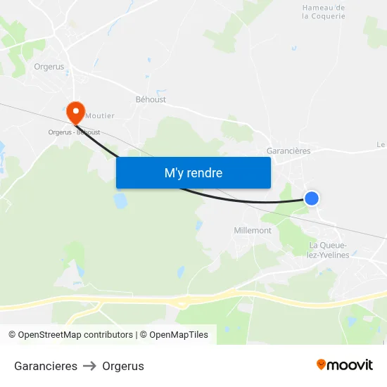 Garancieres to Orgerus map