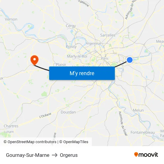 Gournay-Sur-Marne to Orgerus map