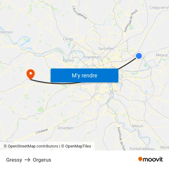 Gressy to Orgerus map