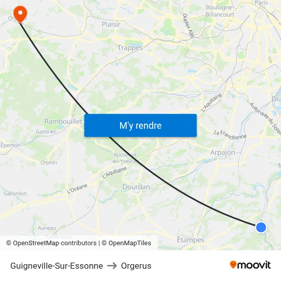 Guigneville-Sur-Essonne to Orgerus map