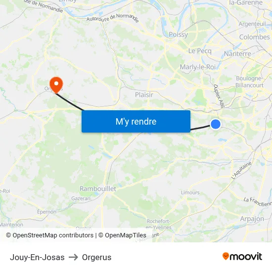 Jouy-En-Josas to Orgerus map
