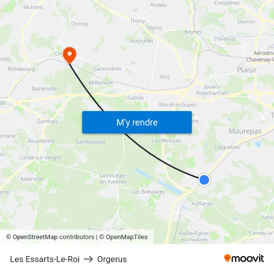 Les Essarts-Le-Roi to Orgerus map