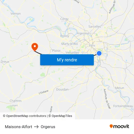 Maisons-Alfort to Orgerus map
