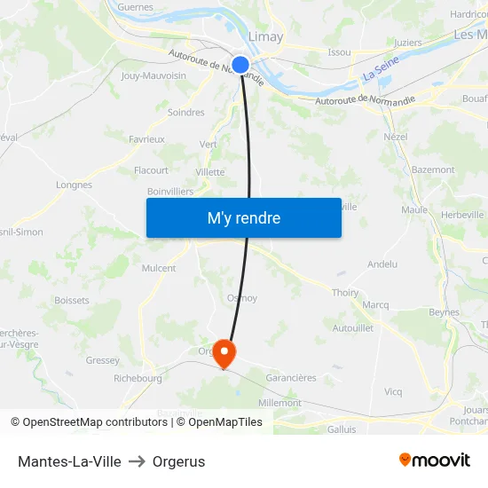 Mantes-La-Ville to Orgerus map