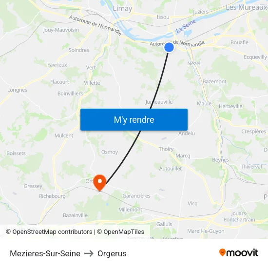 Mezieres-Sur-Seine to Orgerus map