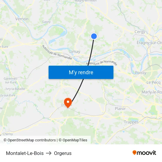 Montalet-Le-Bois to Orgerus map