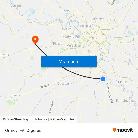 Ormoy to Orgerus map