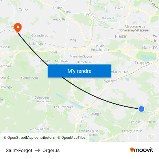 Saint-Forget to Orgerus map