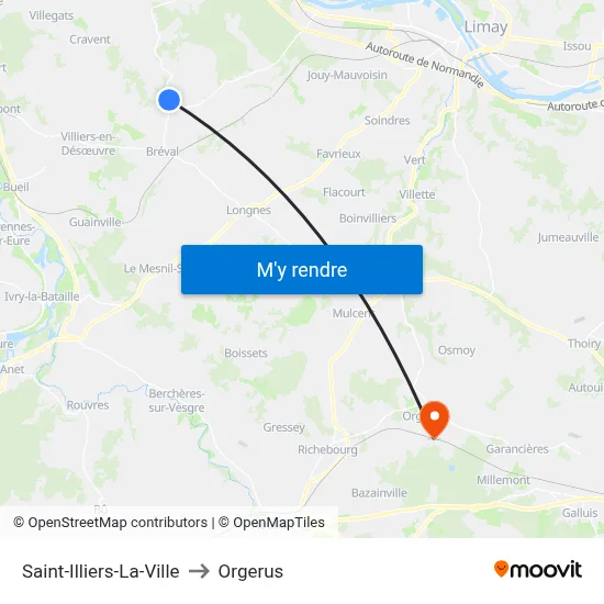 Saint-Illiers-La-Ville to Orgerus map
